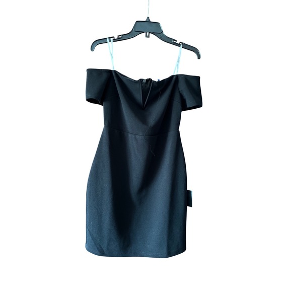 Lulus Black Off-Shoulder Mini Dress Party Cocktail Bodycon Size M - Picture 1 of 8